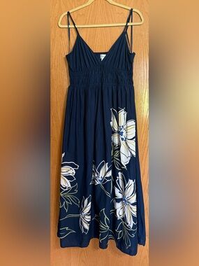Japna Navy Maxi Skirt with White & Yellow Floral Print